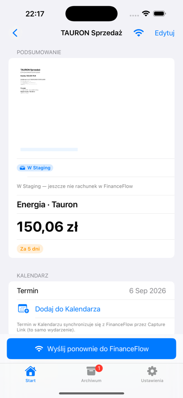 Rachunek media wysłany do stagingu na Macu