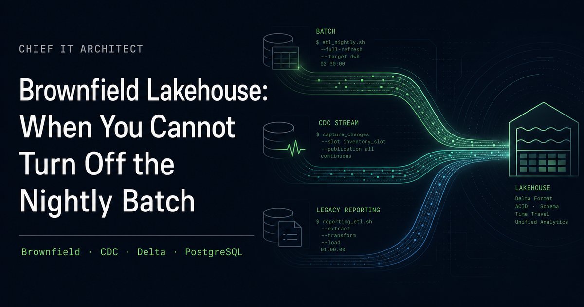 Brownfield Lakehouse: When You Cannot Turn Off the Nightly Batch